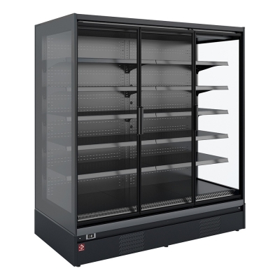 Meuble mural réfrigéré, libre-service, portes battantes - FULL BLACK RNP26-U5